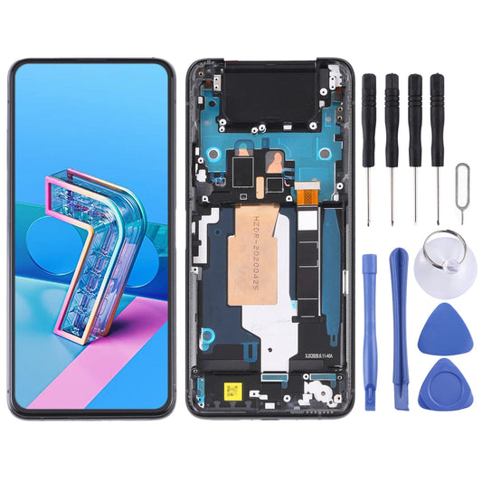 Original 90Hz AMOLED LCD Screen for Asus Zenfone 7 Pro / Zenfone 7 ZS670KS ZS671KS Digitizer Full Assembly with Frame?Black)