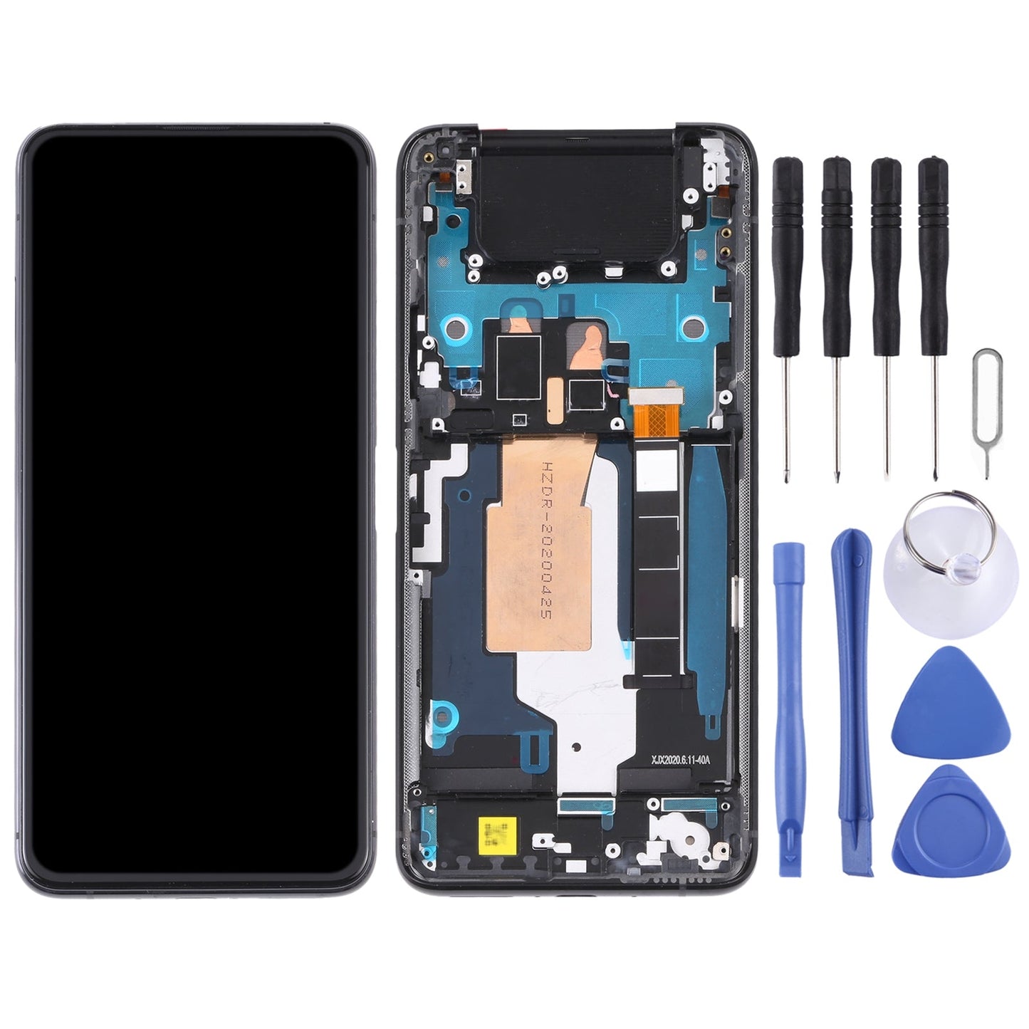 Original 90Hz AMOLED LCD Screen for Asus Zenfone 7 Pro / Zenfone 7 ZS670KS ZS671KS Digitizer Full Assembly with Frame?Black)