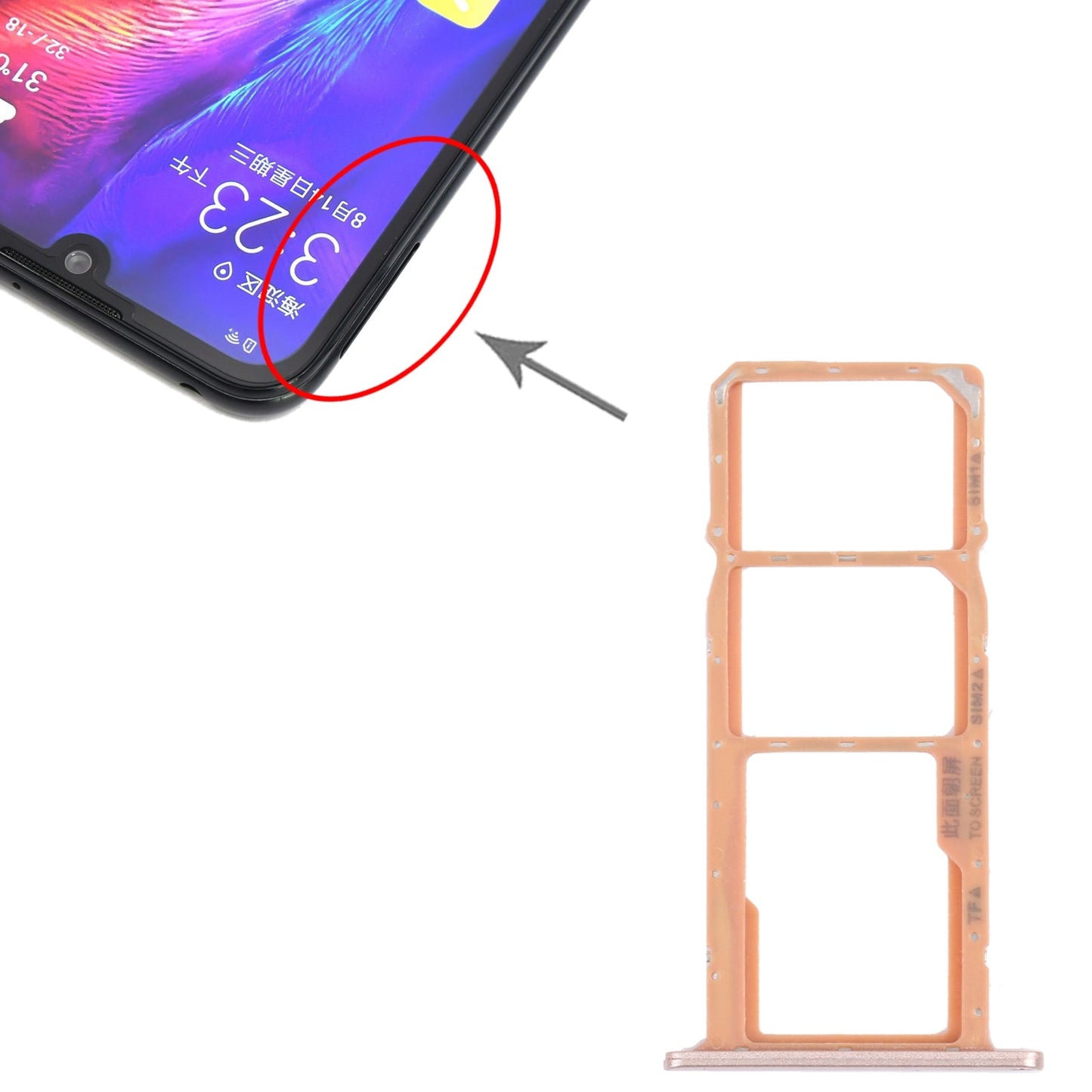 SIM Card Tray + SIM Card Tray + Micro SD Card Tray for Honor Play 8(Gold)