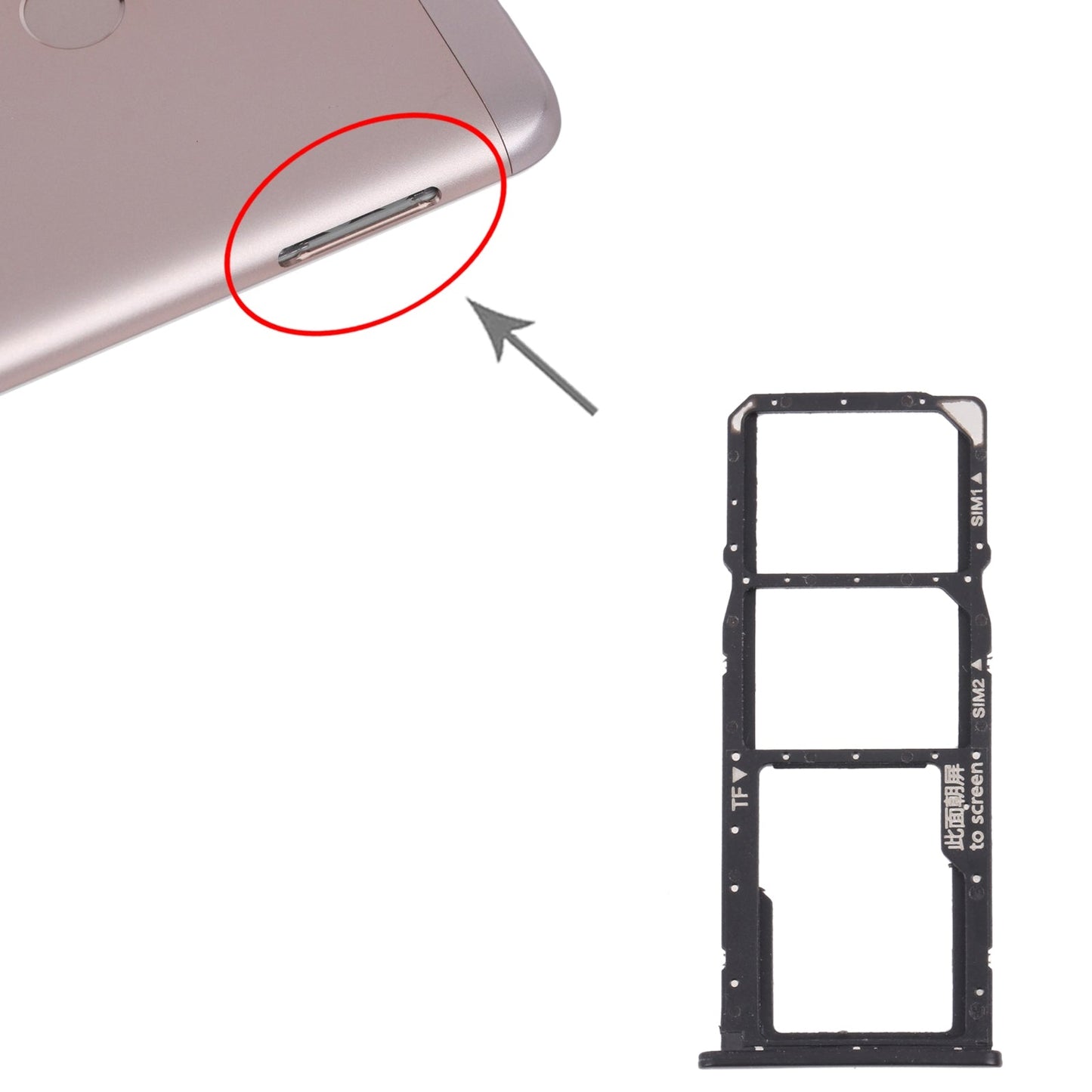 SIM Card Tray + SIM Card Tray + Micro SD Card Tray for Honor 7C (Black)