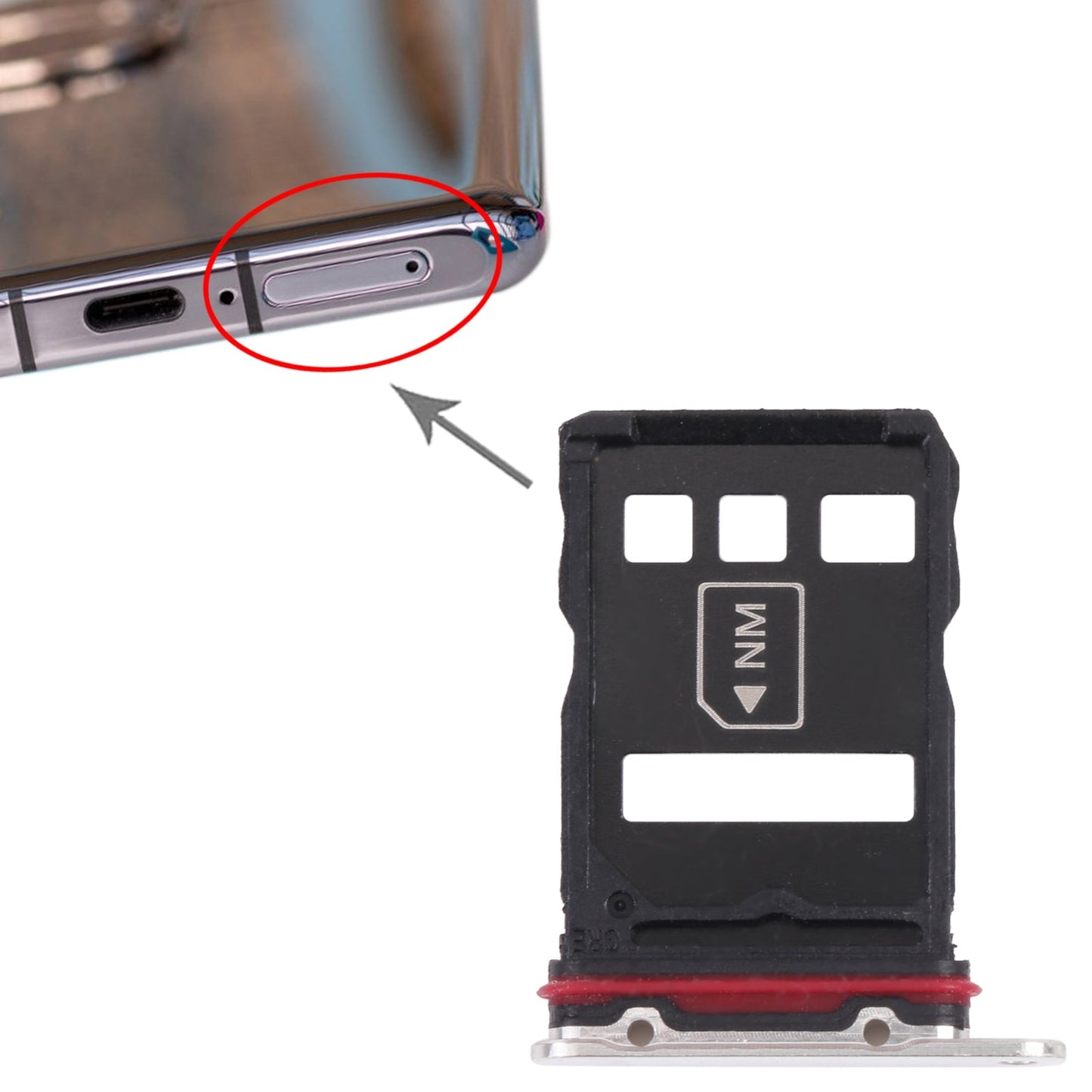 SIM Card Tray + NM Card Tray for Huawei P50 Pro+ (Silver)