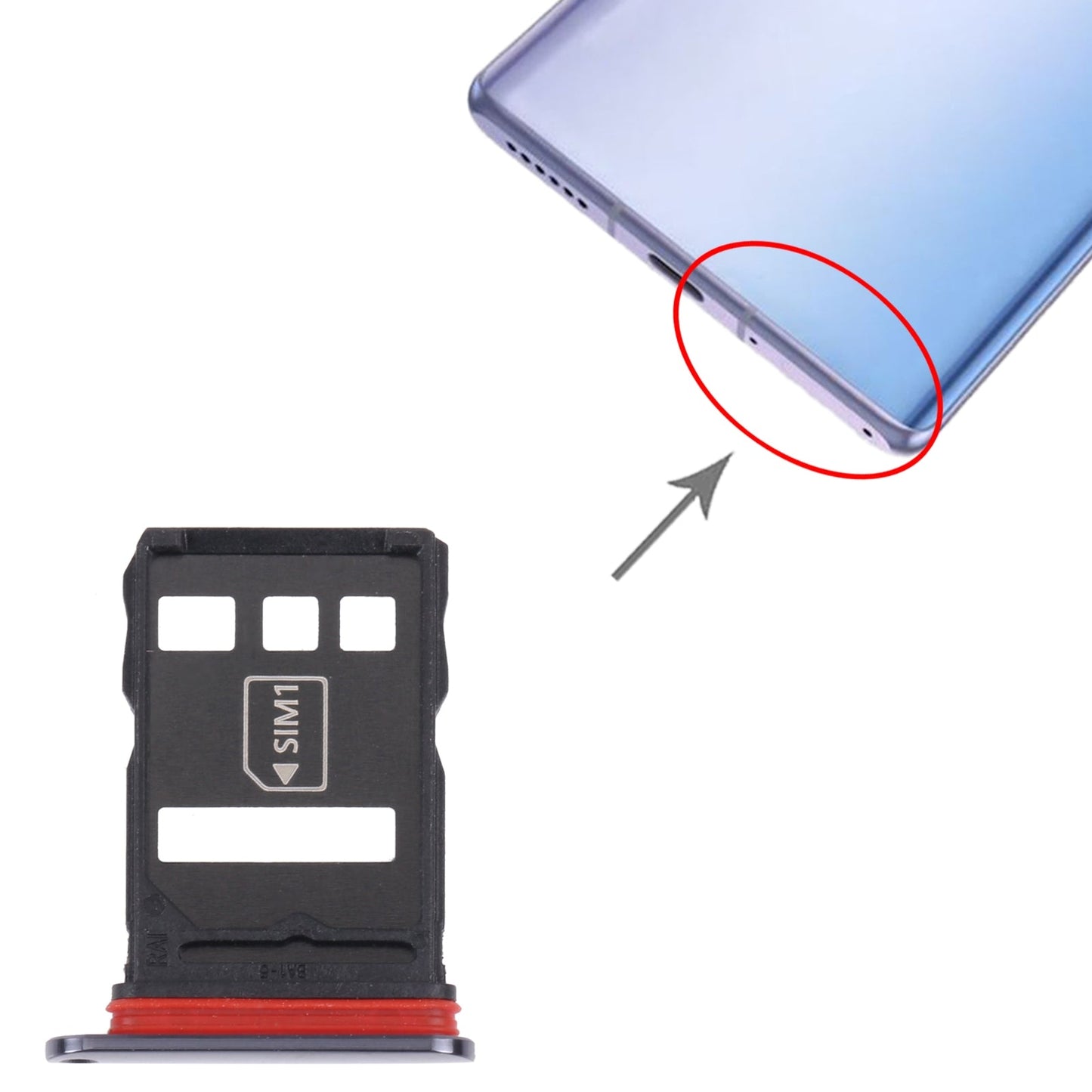 SIM Card Tray + NM Card Tray for Huawei Mate 40E 5G (Black)