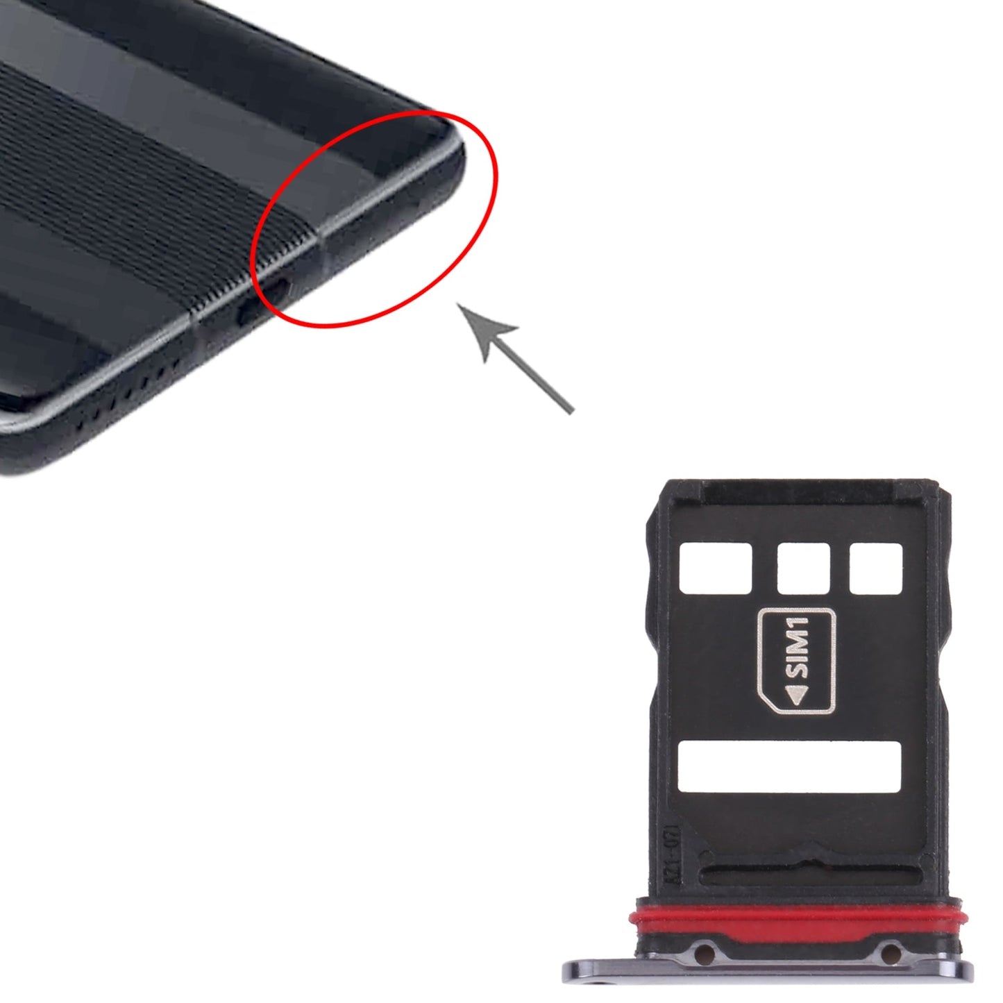 SIM Card Tray + NM Card Tray for Huawei Mate 40 RS Porsche Design (Black)