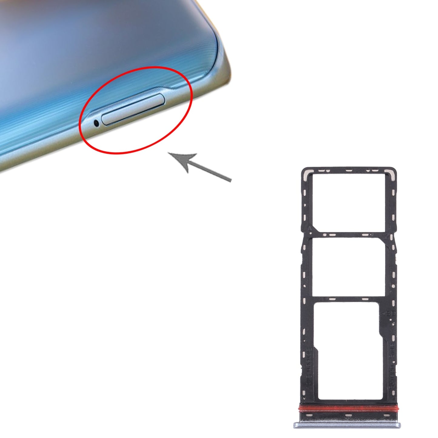 For Tecno Camon 17 CG6 CG6J SIM Card Tray + SIM Card Tray + Micro SD Card Tray (Silver)