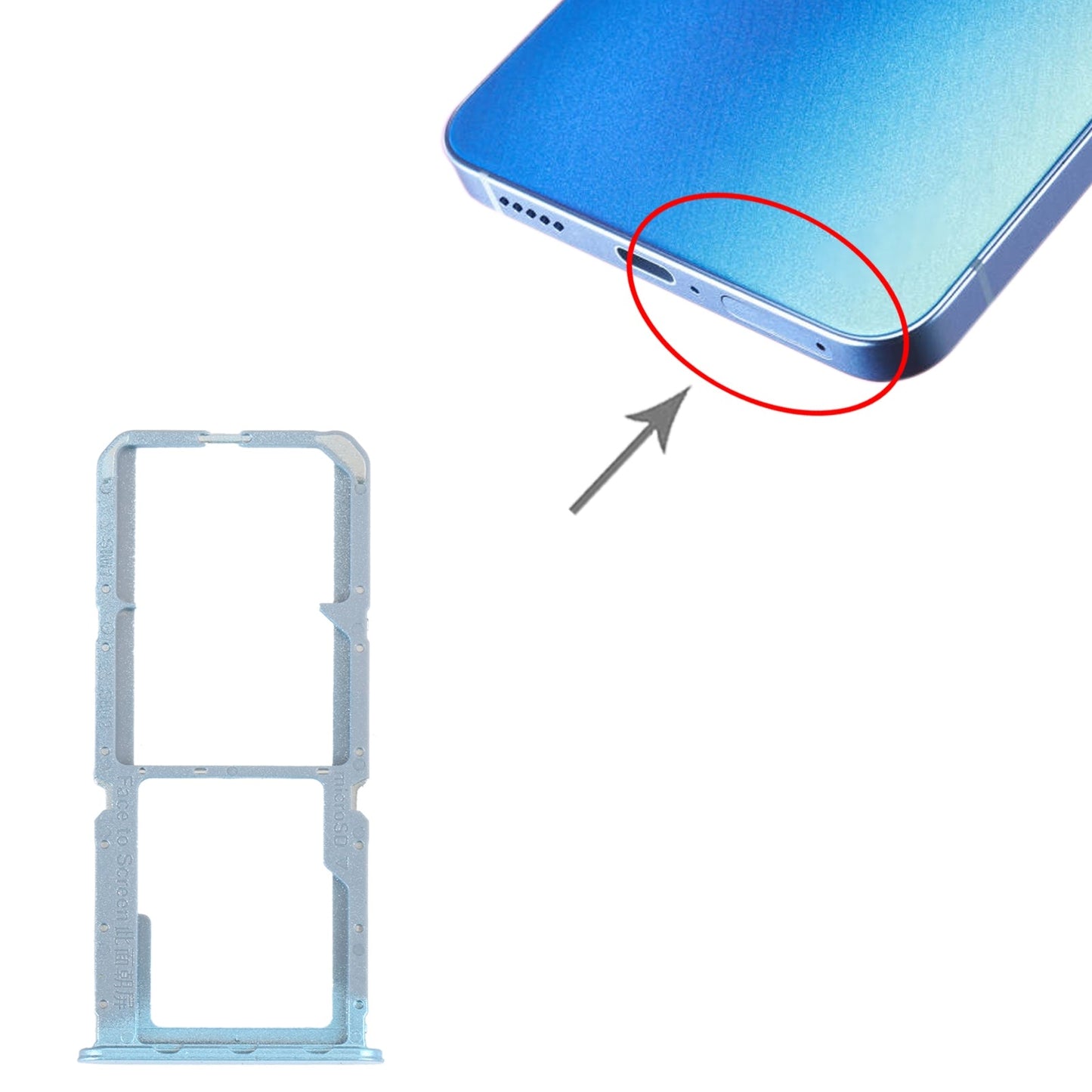 For OPPO Reno7 Z 5G / Reno7 Lite / Reno8 Lite / F21 Pro 5G SIM Card Tray + SIM Card Tray + Micro SD Card Tray (Blue)