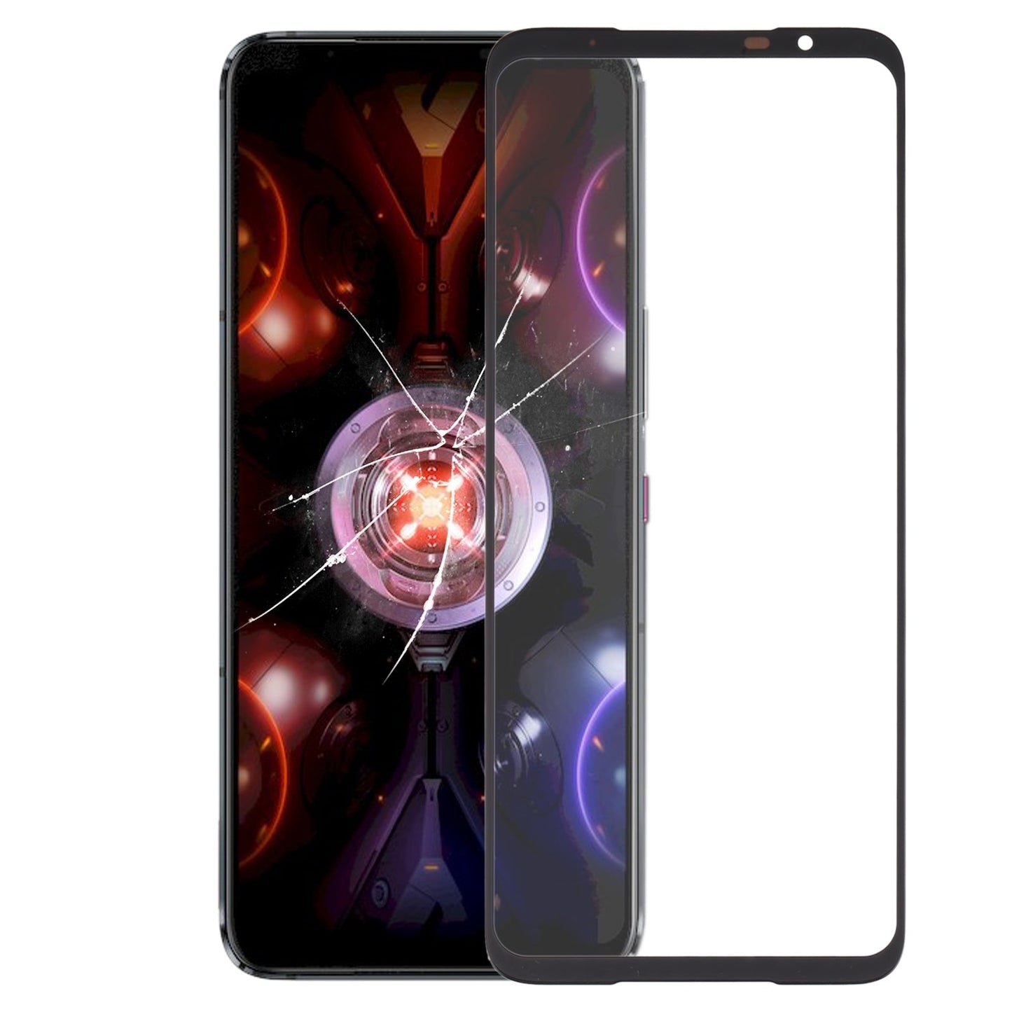 For Asus ROG Phone 5S / 5S Pro ZS676KS Front Screen Outer Glass Lens with OCA Optically Clear Adhesive (Black)