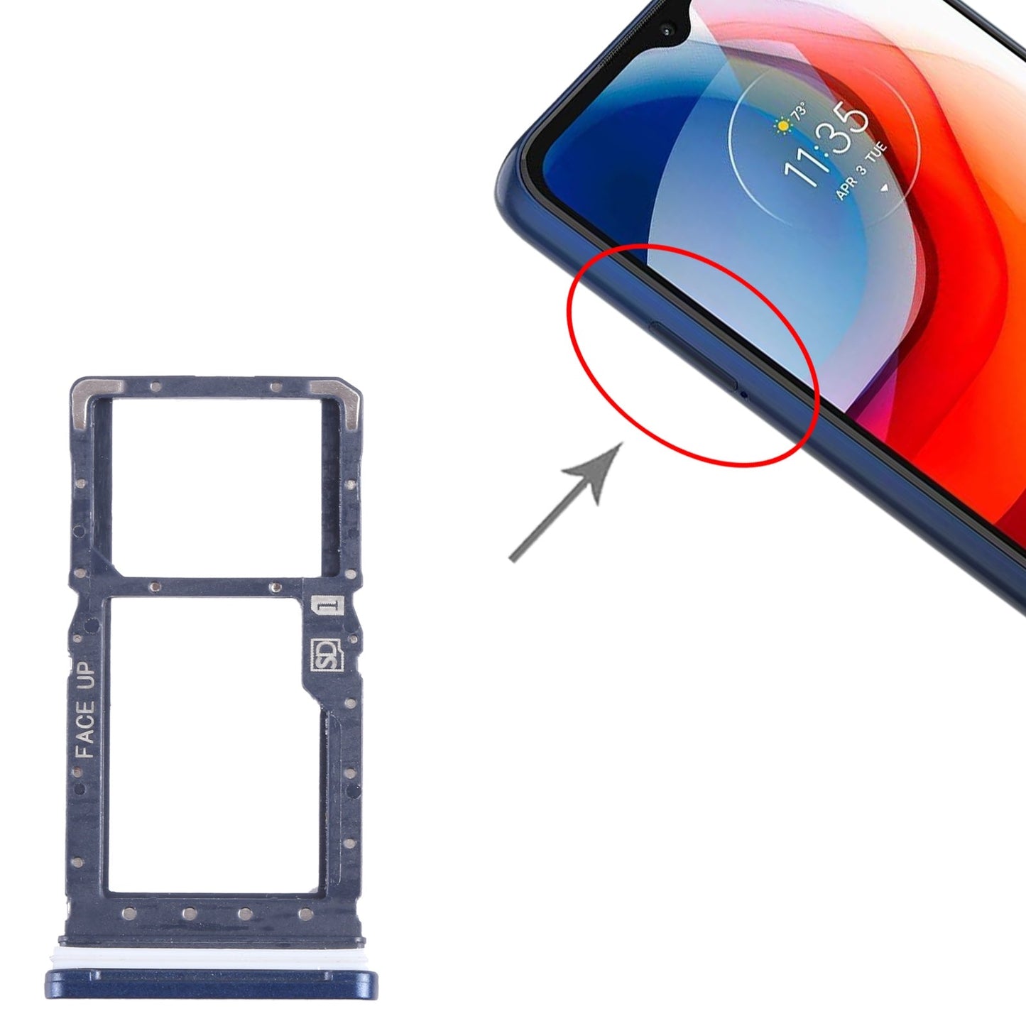 For Motorola Moto G Play 2021 SIM Card Tray + Micro SD Card Tray (Blue)