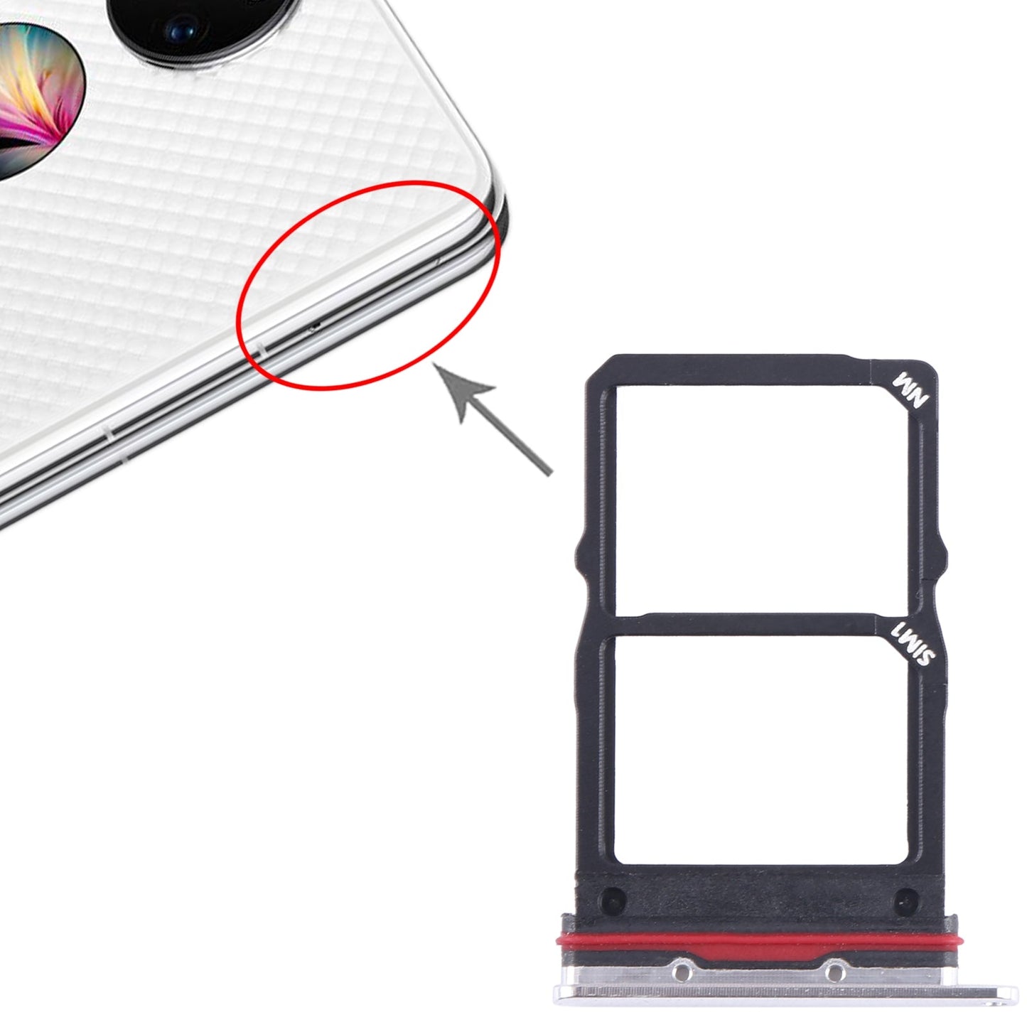 For Huawei P50 Pocket SIM + NM Card Tray (Silver)