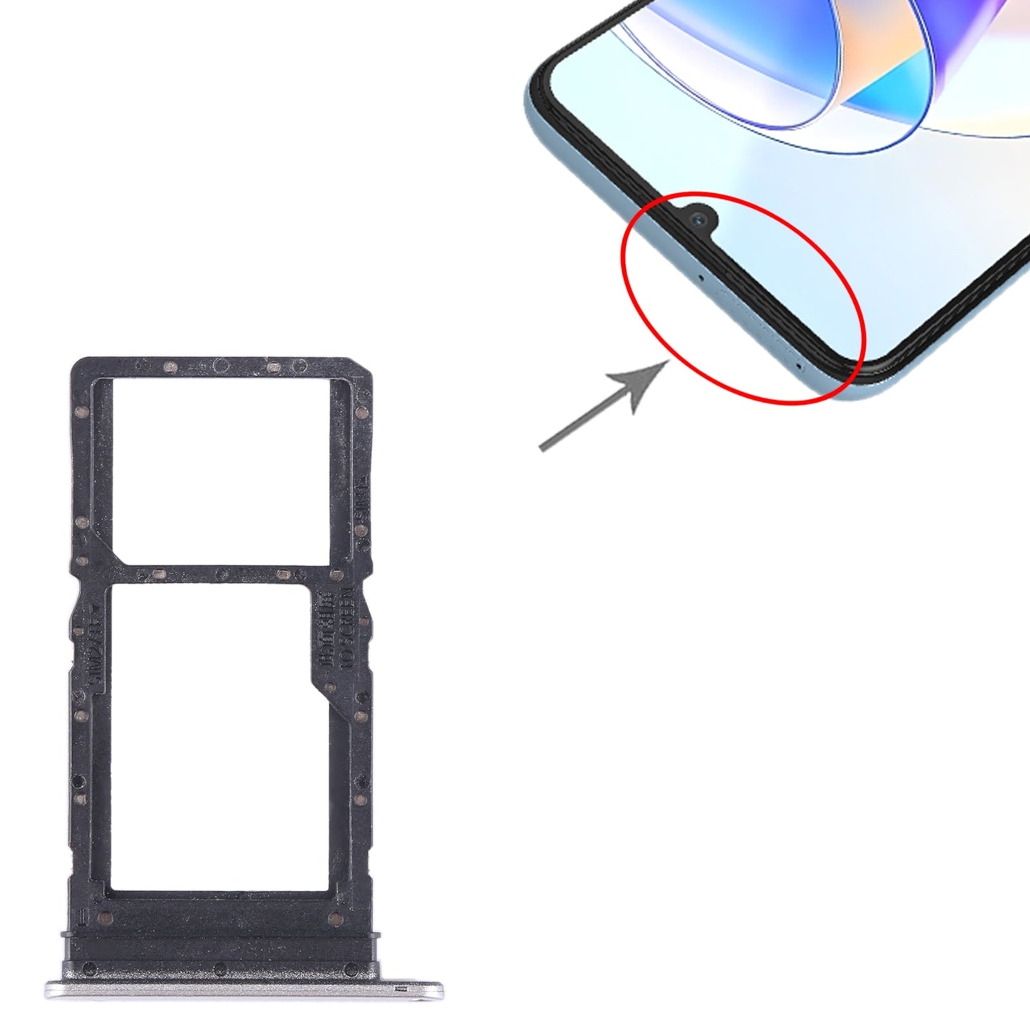 For Honor X7a SIM + SIM / Micro SD Card Tray (Silver)