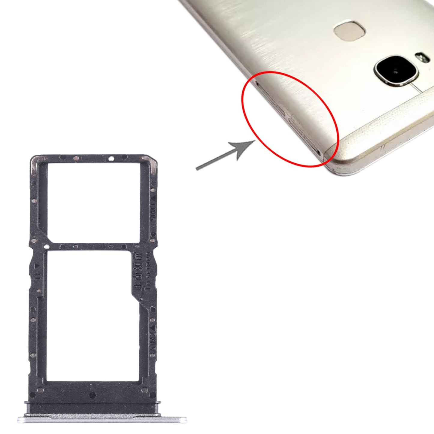 For Honor X5 SIM + SIM / Micro SD Card Tray (Silver)