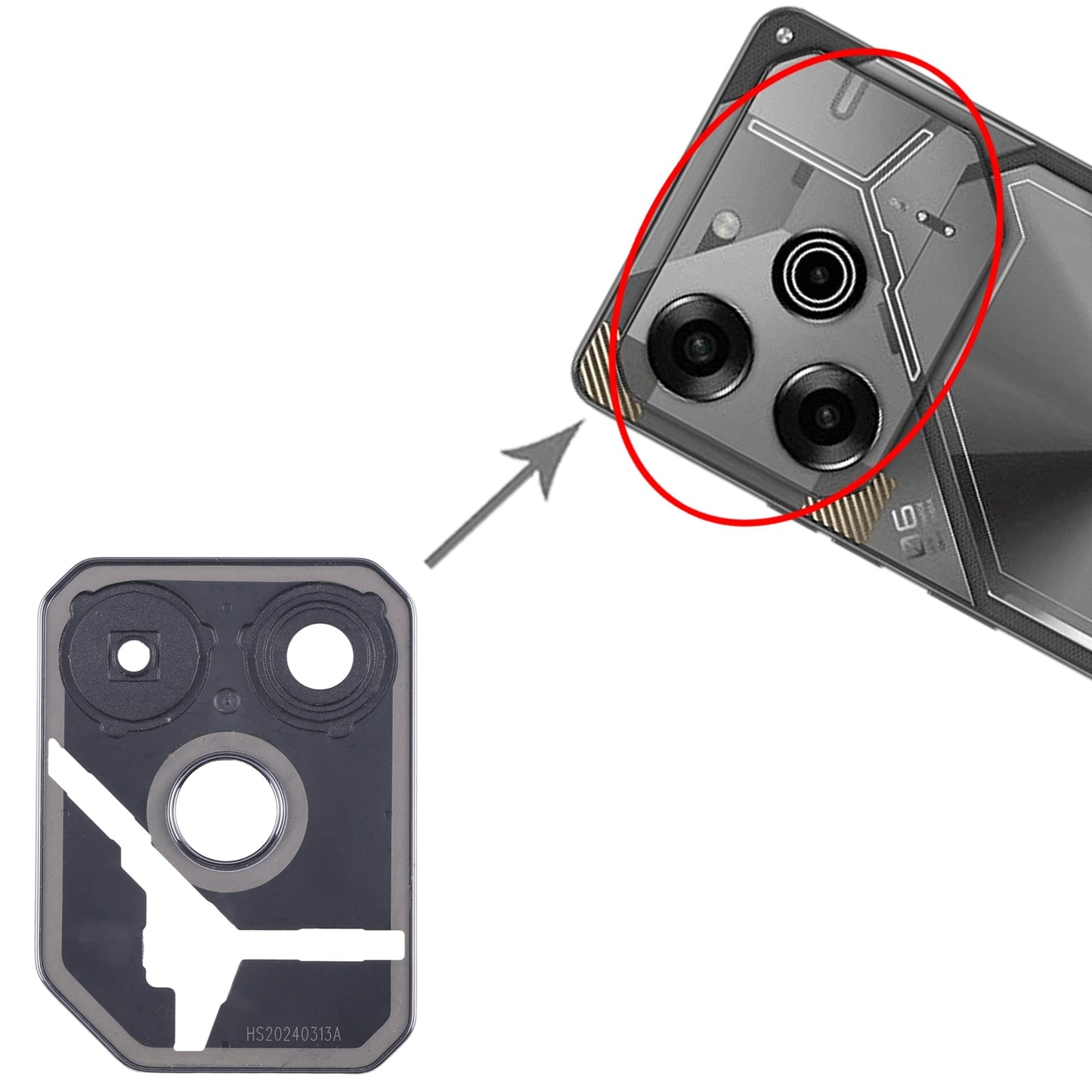 For Tecno Pova 6 Pro Original Rear Camera Frame (Black)