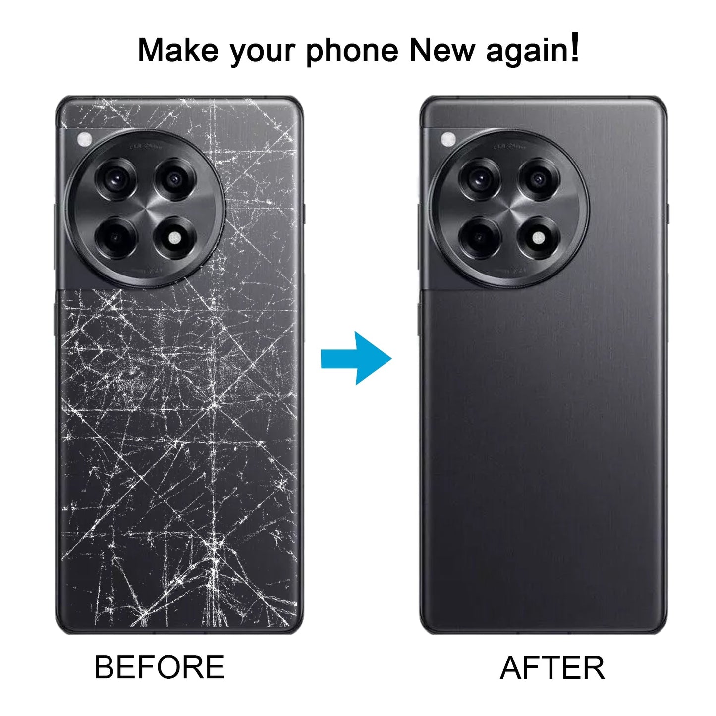 For OnePlus 12R CPH2609 CPH2585 Original Glass Battery Back Cover with Camera Lens(Black)