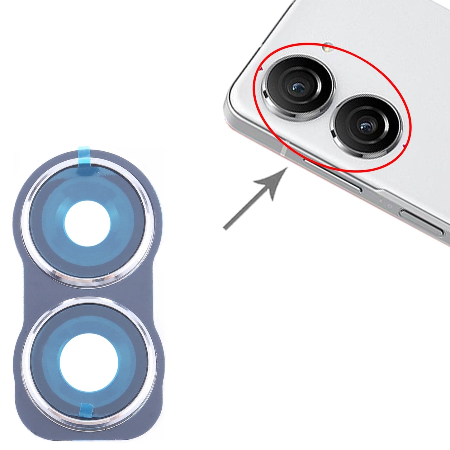 For Asus Zenfone 10 AI2302 Original Rear Camera Frame (Silver)