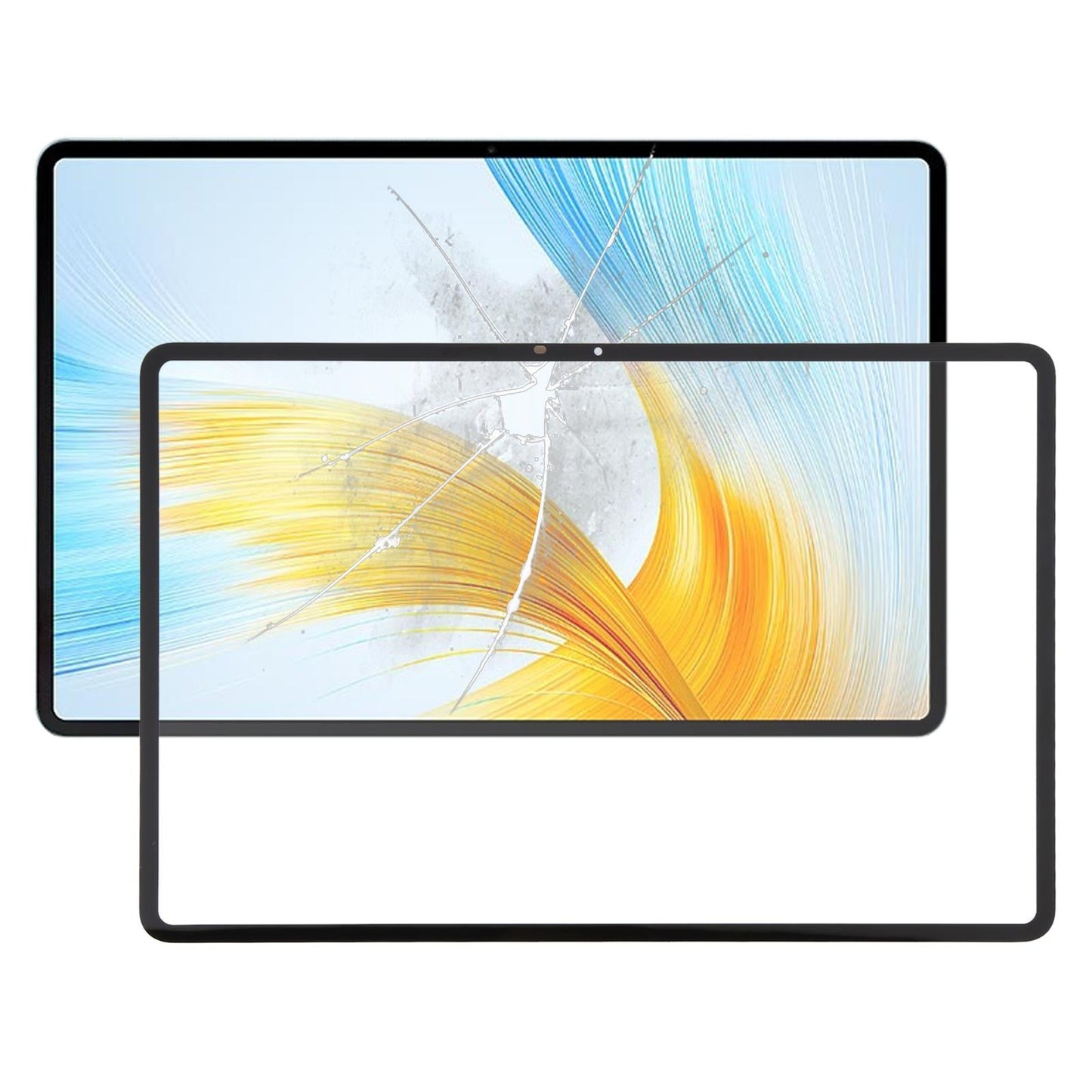 For Honor MagicPad 13 GDI-W09 Front Screen Outer Glass Lens with OCA Optically Clear Adhesive (Black)