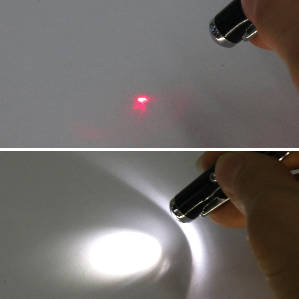 At-16 4 in 1 Mobile Phone Tablet Universal Handwriting Touch Screen Pen with Common Writing Pen & Red Laser & LED Light Function(Silver)