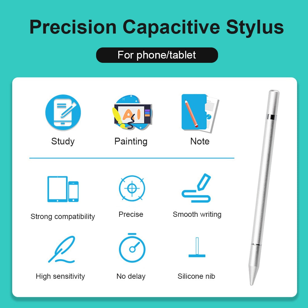 AT-25 2 in High-precision Mobile Phone Touch Capacitive Pen Writing Pen(Silver)