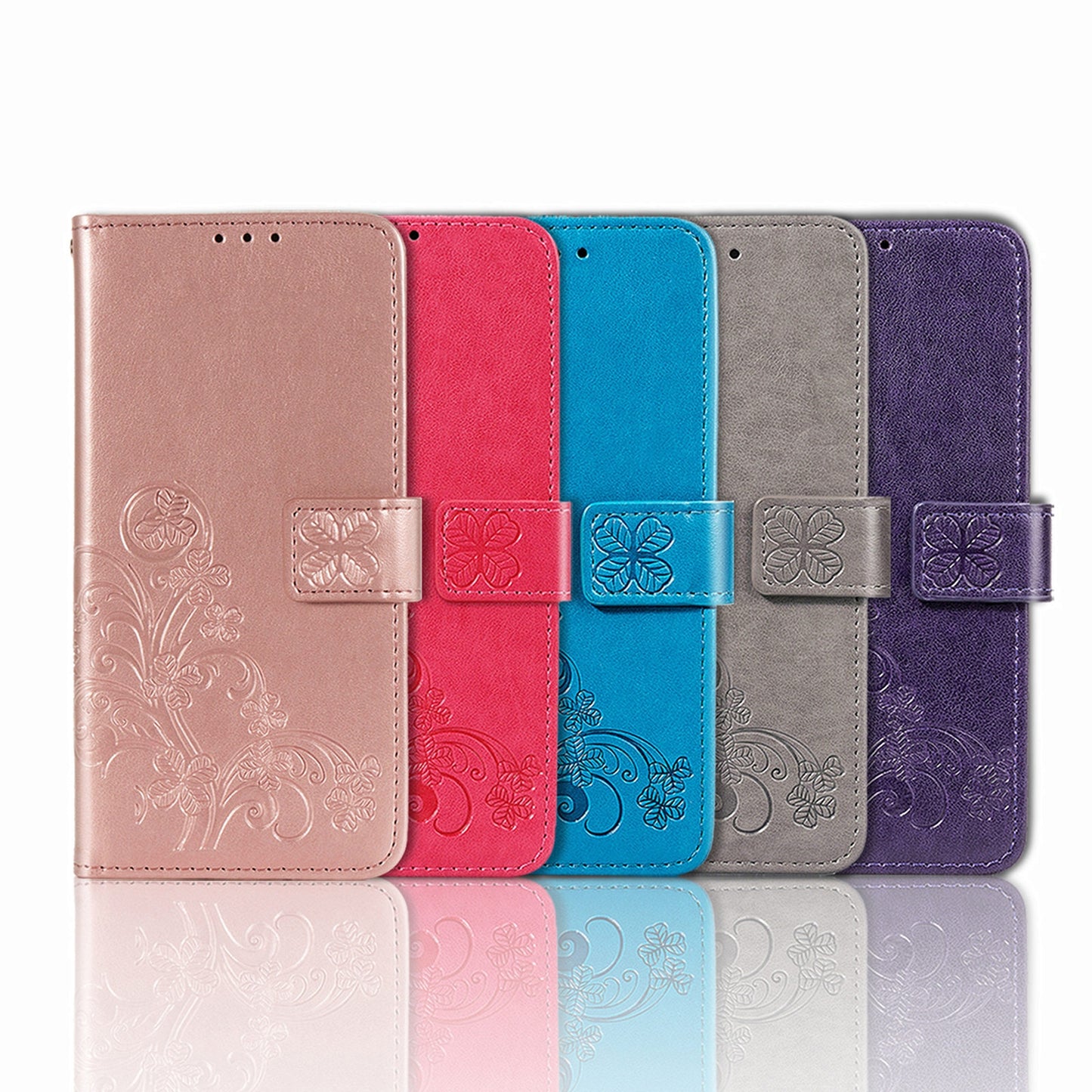 For Motorola Edge 30 Pro Four-leaf Clasp Embossed Buckle Leather Phone Case(Rose Red)