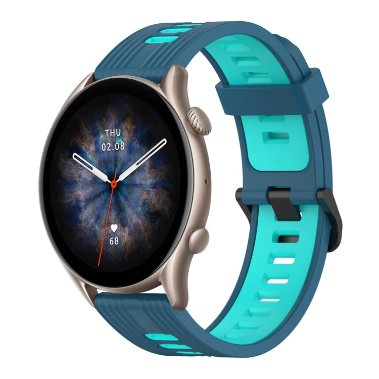 22mm Vertical Pattern Two-Color Silicone Watch Band, For Amazfit GTR 3, For Amazfit GTR 3 pro
