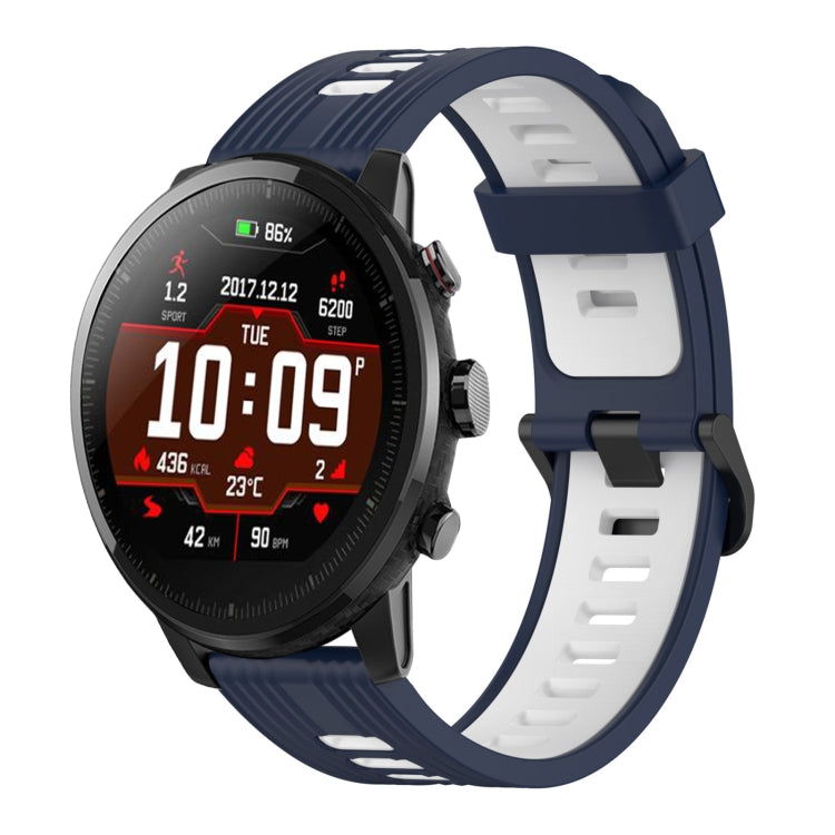 22mm Vertical Pattern Two-Color Silicone Watch Band, For Amazfit Pace, For Amazfit Stratos