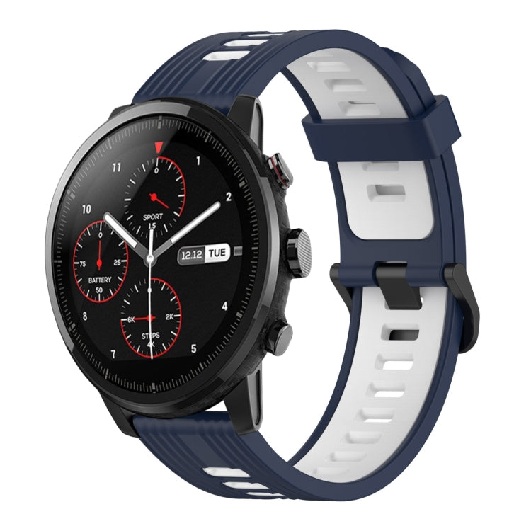 22mm Vertical Pattern Two-Color Silicone Watch Band, For Amazfit 2 Stratos, For  Amazfit Z