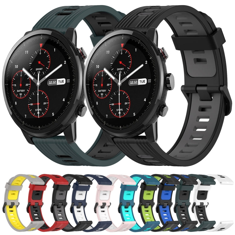 22mm Vertical Pattern Two-Color Silicone Watch Band, For Amazfit 2 Stratos, For  Amazfit Z