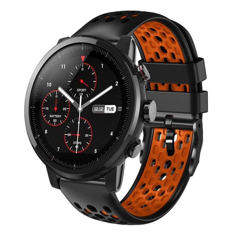 22mm Two-Color Breathable Silicone Watch Band, For Amazfit 2 Stratos