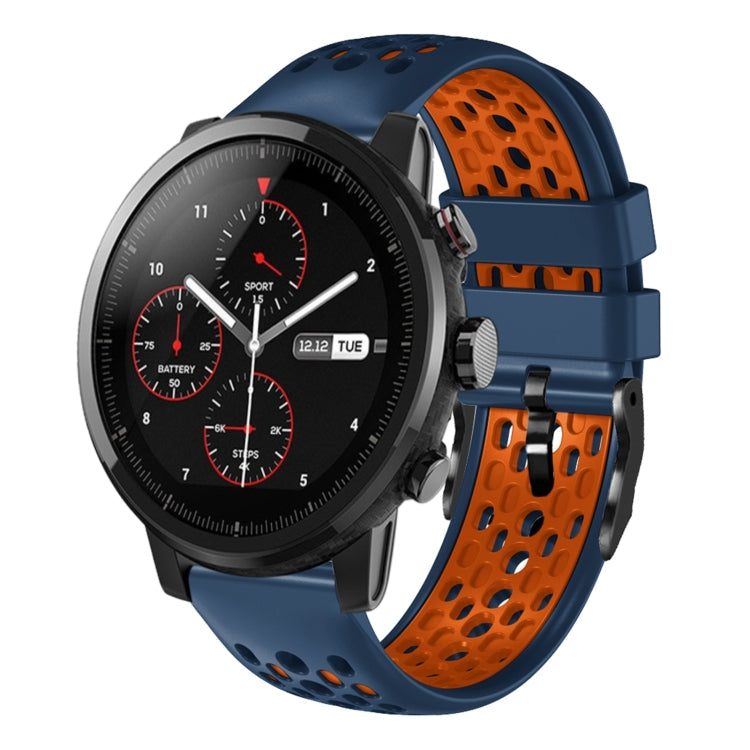 22mm Two-Color Breathable Silicone Watch Band, For Amazfit 2 Stratos