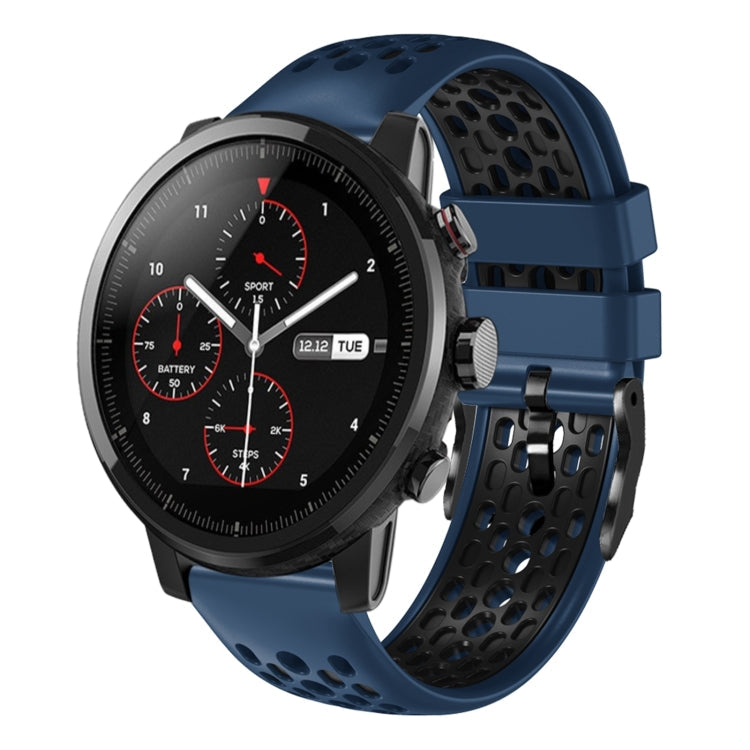 22mm Two-Color Breathable Silicone Watch Band, For Amazfit 2 Stratos