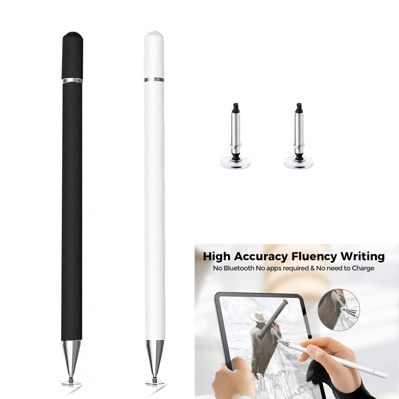 AT-29  High Accuracy Single Use Magnetic Suction Passive Capacitive Pen Mobile Phone Touch Stylus with 2 Pen Head(White)