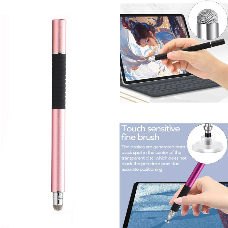 AT-31 Conductive Cloth Head + Precision Sucker Capacitive Pen Head 2-in-1 Handwriting Stylus with 2 Pen Head(Rose Gold)