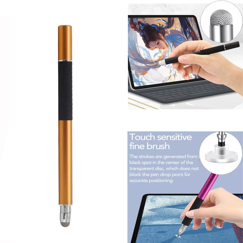 AT-31 Conductive Cloth Head + Precision Sucker Capacitive Pen Head 2-in-1 Handwriting Stylus with 2 Pen Head(Golden)