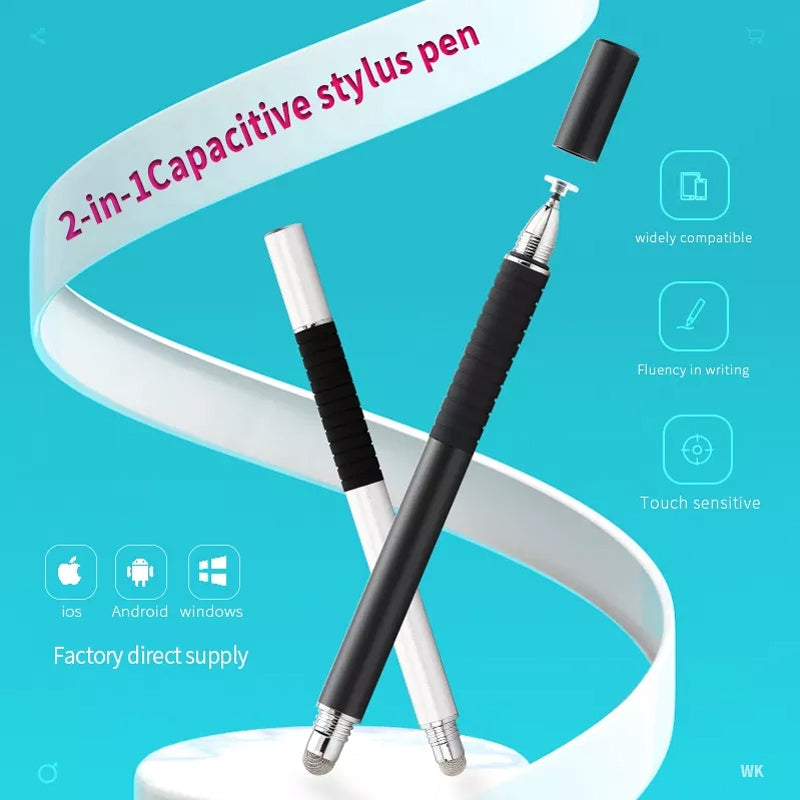 AT-31 Conductive Cloth Head + Precision Sucker Capacitive Pen Head 2-in-1 Handwriting Stylus with 2 Pen Head(Dark Blue)