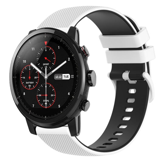 22mm Checkered Two-Color Silicone Watch Band, For Amazfit 2 Stratos