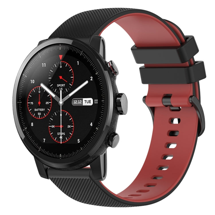 22mm Checkered Two-Color Silicone Watch Band, For Amazfit 2 Stratos