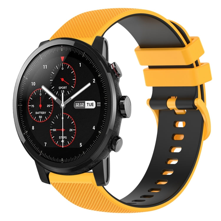 22mm Checkered Two-Color Silicone Watch Band, For Amazfit 2 Stratos