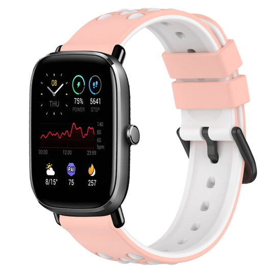 20mm Two-Color Porous Silicone Watch Band, For Amazfit GTS 2 Mini, For Amazfit GTS 2