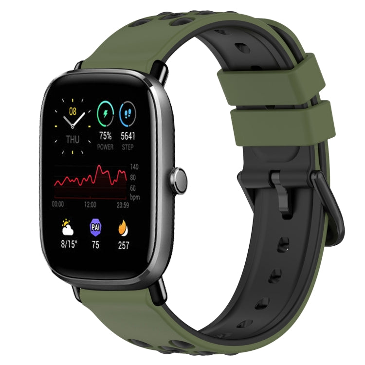 20mm Two-Color Porous Silicone Watch Band, For Amazfit GTS 2 Mini, For Amazfit GTS 2