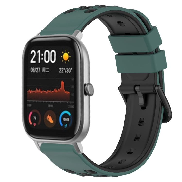 20mm Two-Color Porous Silicone Watch Band, For Amazfit GTS, For Amazfit GTR 42mm