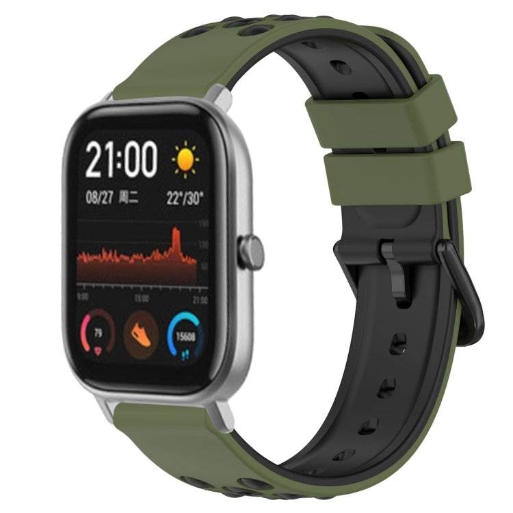 20mm Two-Color Porous Silicone Watch Band, For Amazfit GTS, For Amazfit GTR 42mm