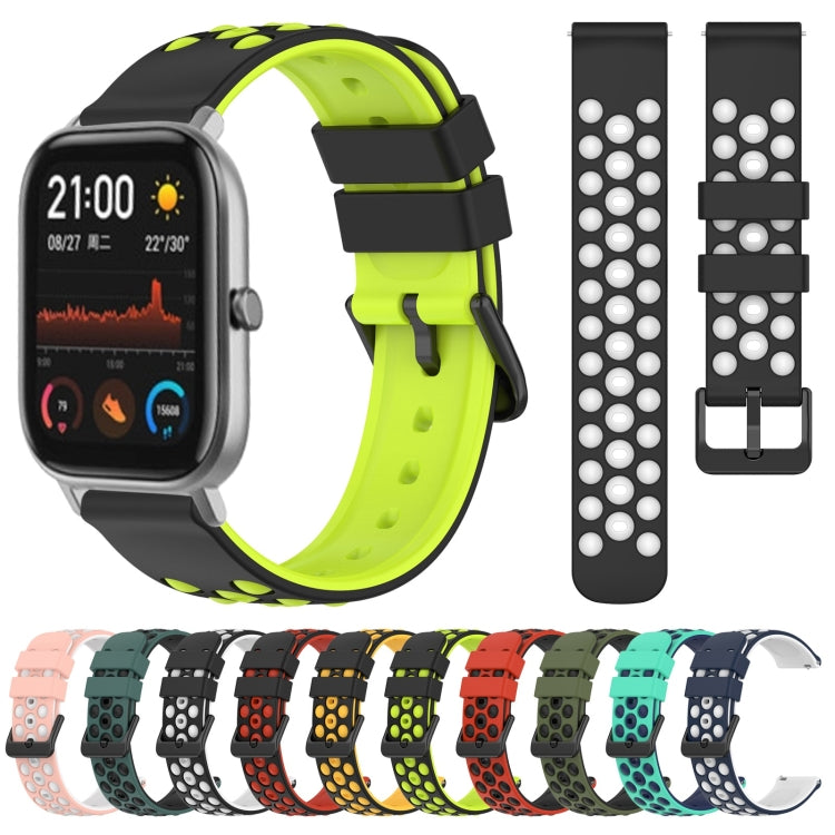 20mm Two-Color Porous Silicone Watch Band, For Amazfit GTS, For Amazfit GTR 42mm