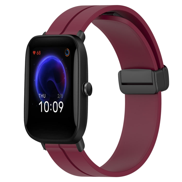 20mm Solid Color Magnetic Clasp Silicone Watch Band, For Amazfit Pop