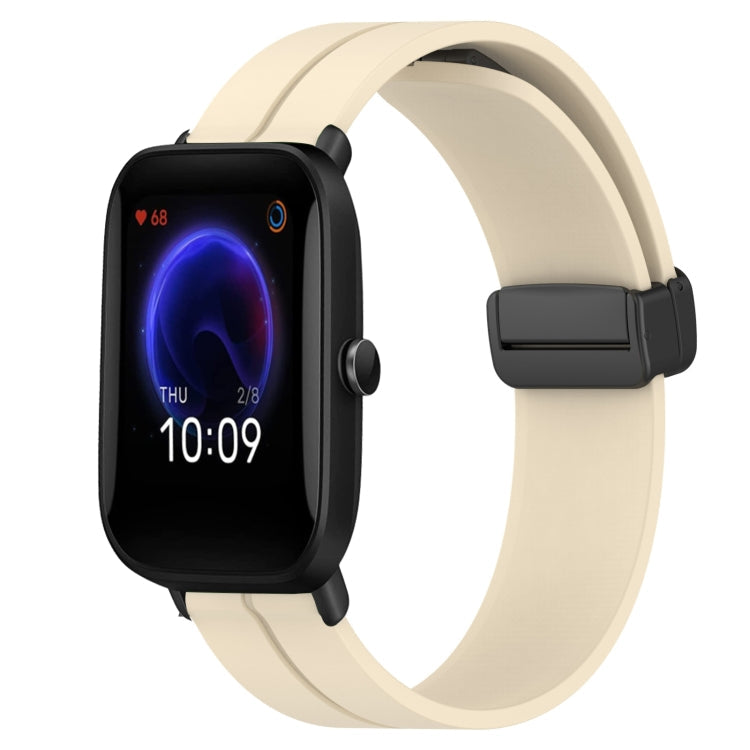 20mm Solid Color Magnetic Clasp Silicone Watch Band, For Amazfit Pop