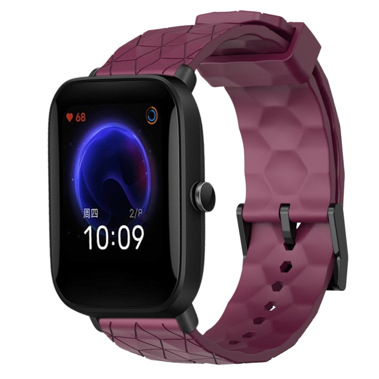 20mm Football Pattern Solid Color Silicone Watch Band, For Amazfit Pop