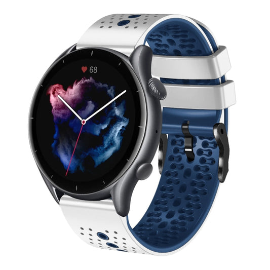22mm Perforated Two-Color Silicone Watch Band, For Amazfit GTR 3, For Amazfit GTR 3 Pro