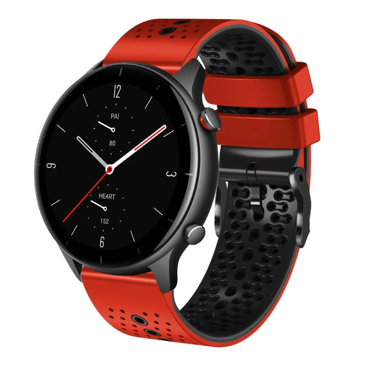 22mm Perforated Two-Color Silicone Watch Band, For Amazfit GTR 2e, For Amazfit GTR 2