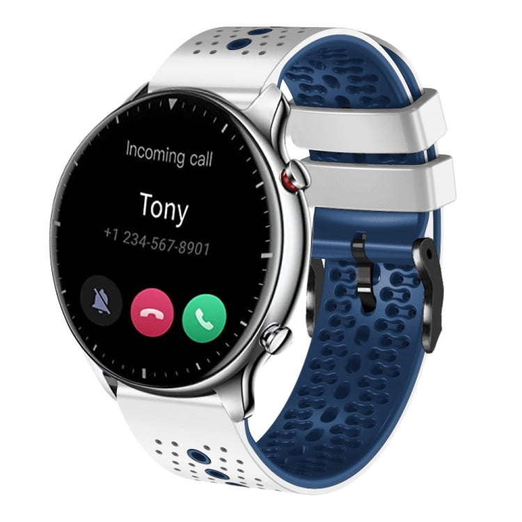 22mm Perforated Two-Color Silicone Watch Band, For Amazfit GTR 2e, For Amazfit GTR 2
