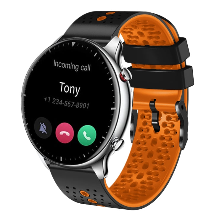 22mm Perforated Two-Color Silicone Watch Band, For Amazfit GTR 2e, For Amazfit GTR 2