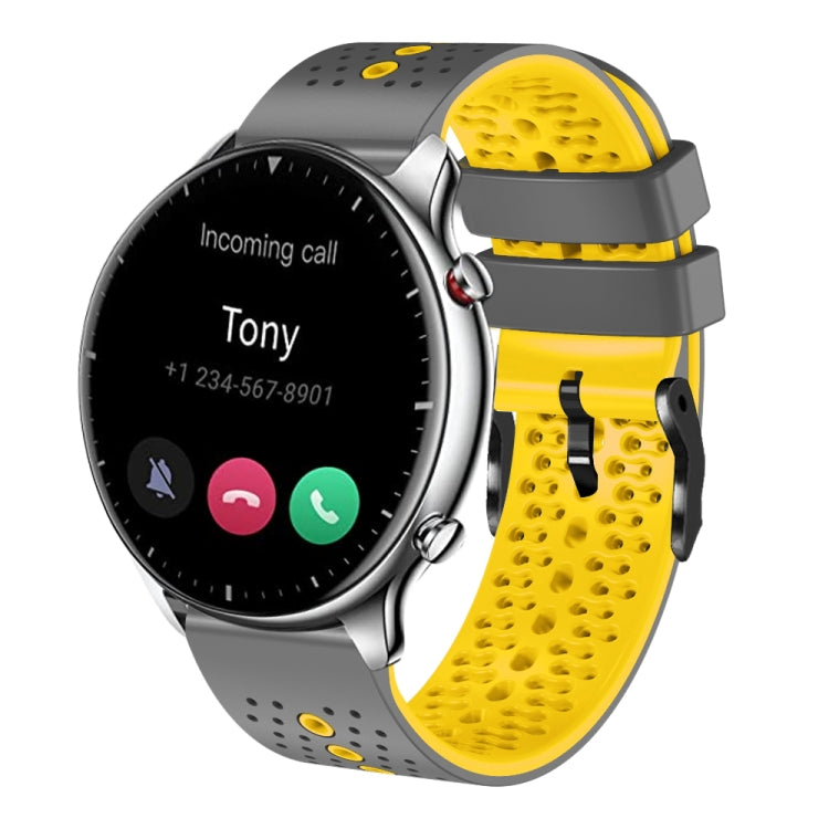 22mm Perforated Two-Color Silicone Watch Band, For Amazfit GTR 2e, For Amazfit GTR 2