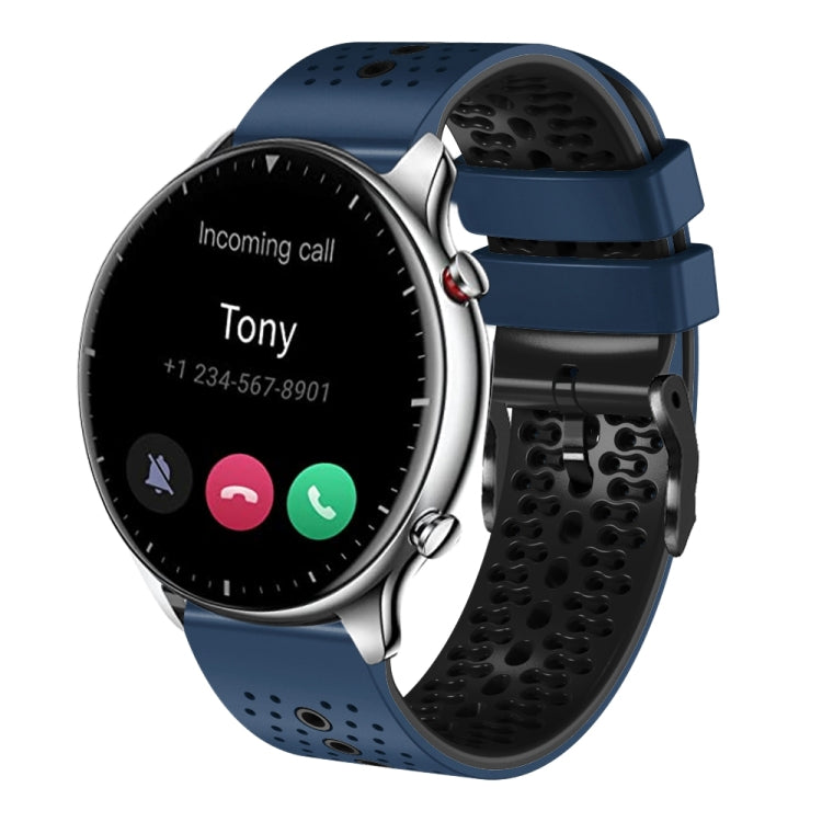 22mm Perforated Two-Color Silicone Watch Band, For Amazfit GTR 2e, For Amazfit GTR 2