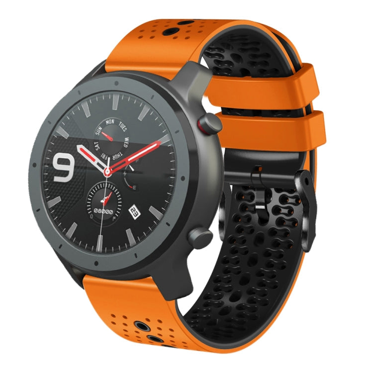 22mm Perforated Two-Color Silicone Watch Band, For Amazfit 3, For Amazfit GTR 47mm